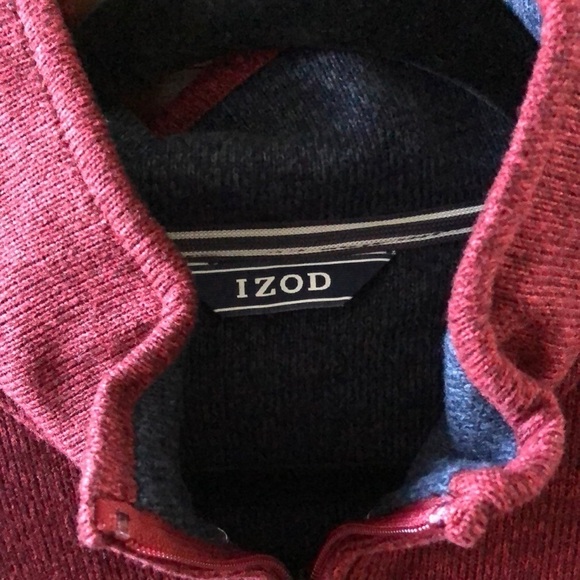 IZOD red fleece quarter zip sweater in size XL - Picture 3 of 4